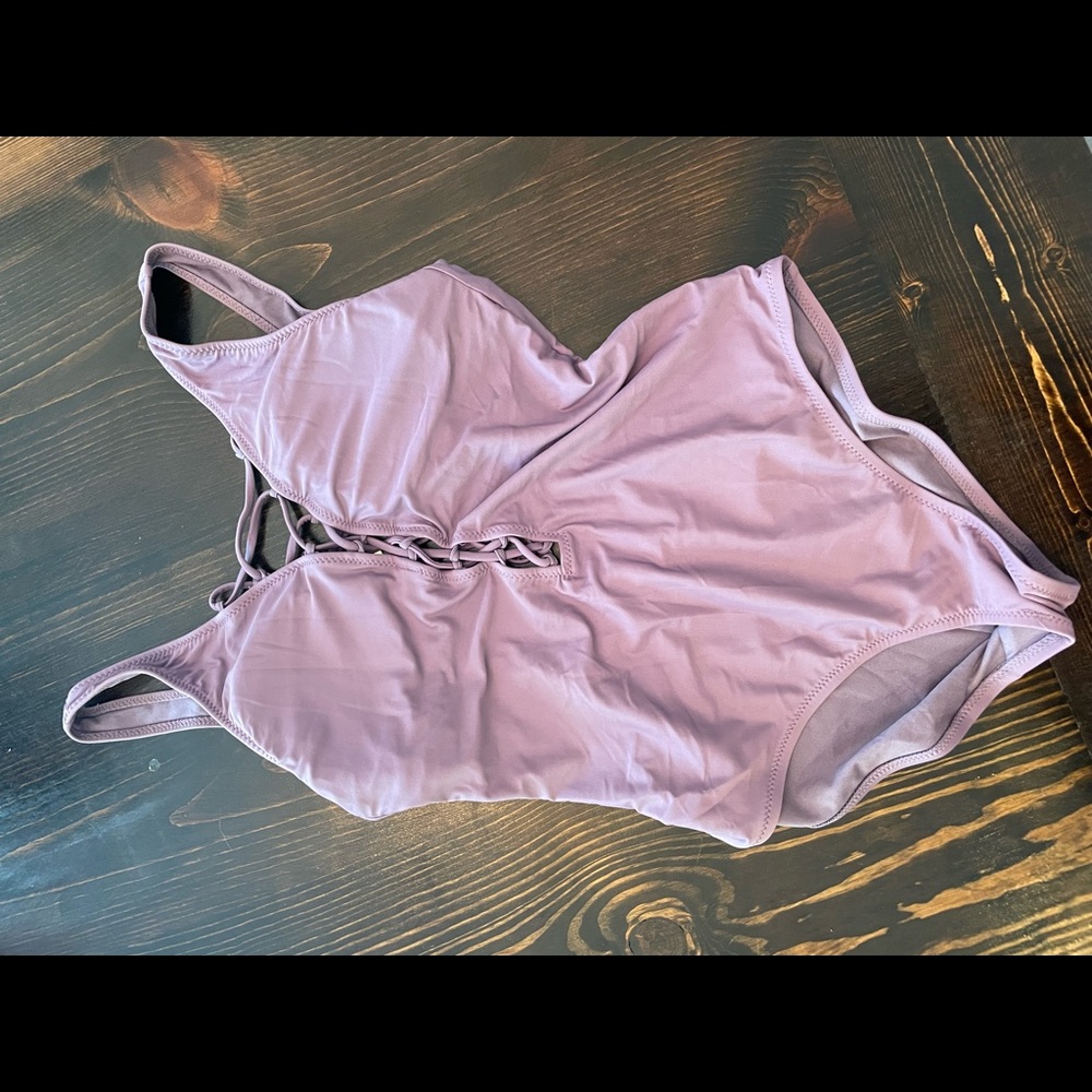 Lavender lace up one piece